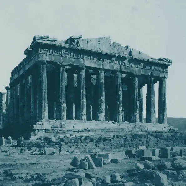 An ancient temple with Doric columns